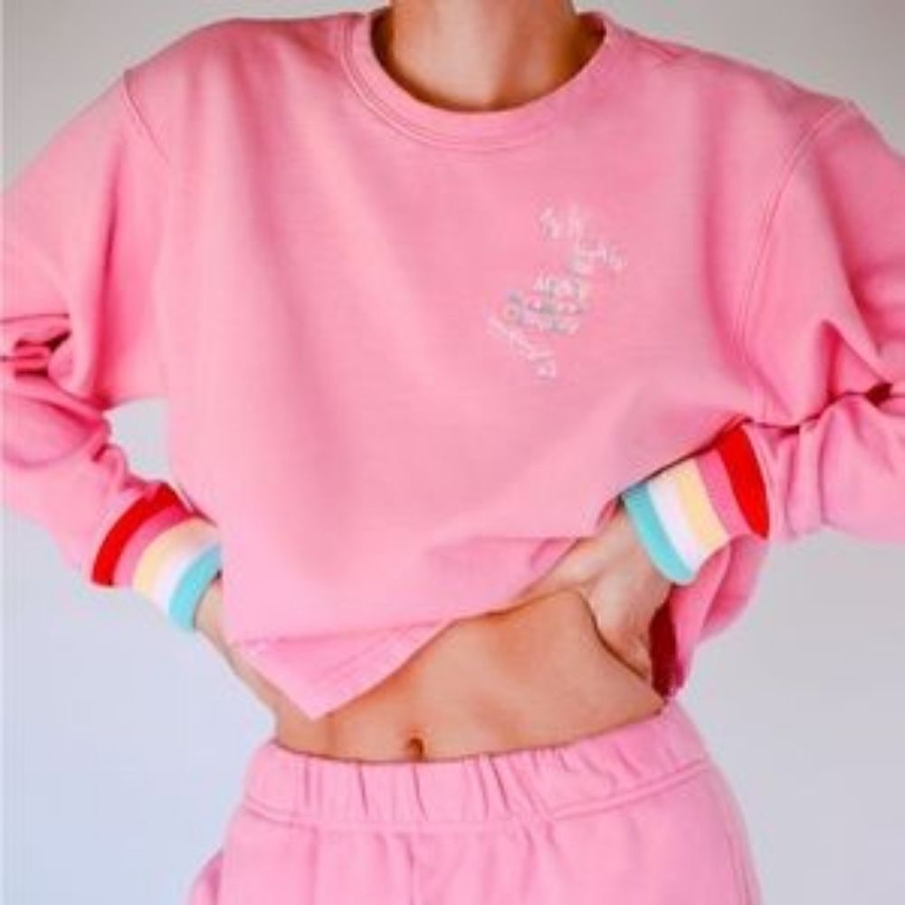 The Mighty Company The Sweatshirt Pink Rainbow Cuff Size S/M